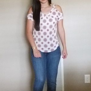 Pink Rose open shoulder top